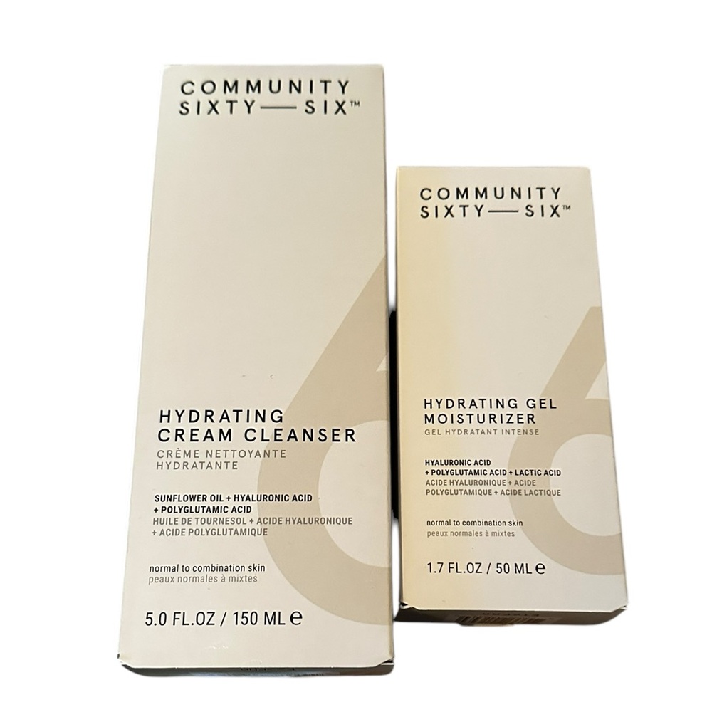 NWT Community Sixty-Six Hydrating Gel Moisturizer Hyaluronic Acid+Cream Cleanser